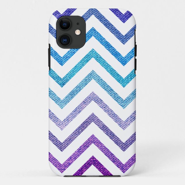 Capa Para iPhone Da Case-Mate Branco Pastel de Chevron da sarja de Nimes (Verso)