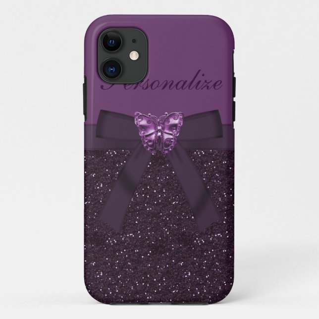 Capa Para iPhone Da Case-Mate Brilho, arco & borboleta roxos de Digitas (Verso)