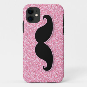 CAPA PARA iPhone DA Case-Mate BRILHO PRETO FEMININO DO ROSA DO BIGODE IMPRESSO