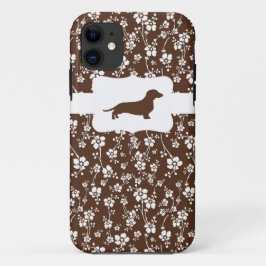Capa Para iPhone Da Case-Mate Brown&White w/Dachshund floral