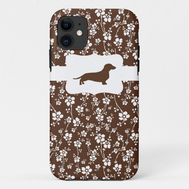 Capa Para iPhone Da Case-Mate Brown&White w/Dachshund floral (Verso)