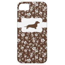 Brown&White w/Dachshund floral