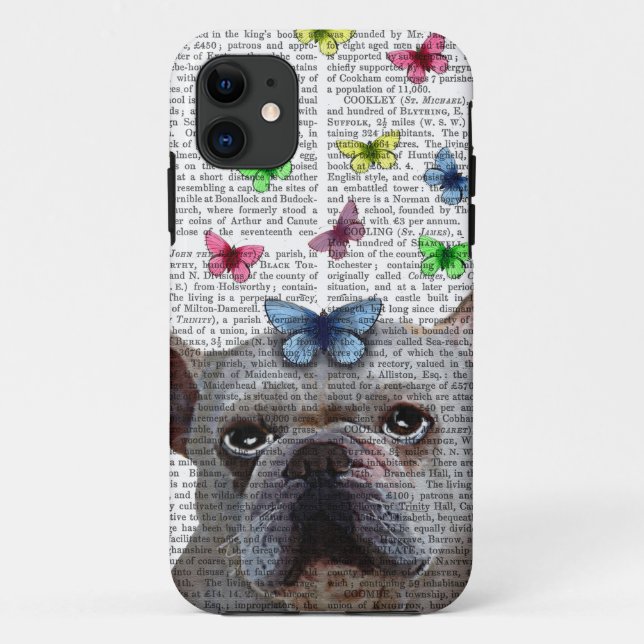 Capa Para iPhone Da Case-Mate Buldogue e Borboletas Francesas Brancas (Verso)