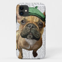 Bulldog francês marrom com chapéu verde 2