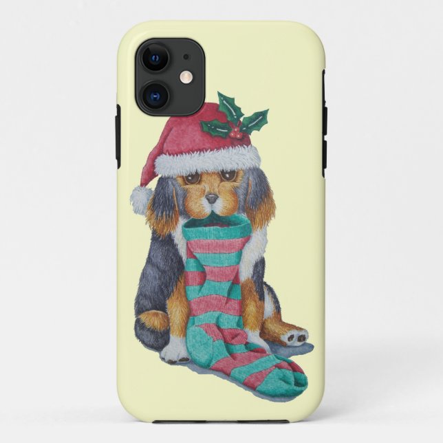 Capa Para iPhone Da Case-Mate cachorrinho preto e marrom bonitinho com natal (Verso)