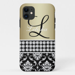Capa Para iPhone Da Case-Mate Caixa preta Dourado do iPhone 5 do monograma do