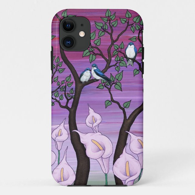 Capa Para iPhone Da Case-Mate "calla lily & tree swallow" iphone 5 case (Verso)