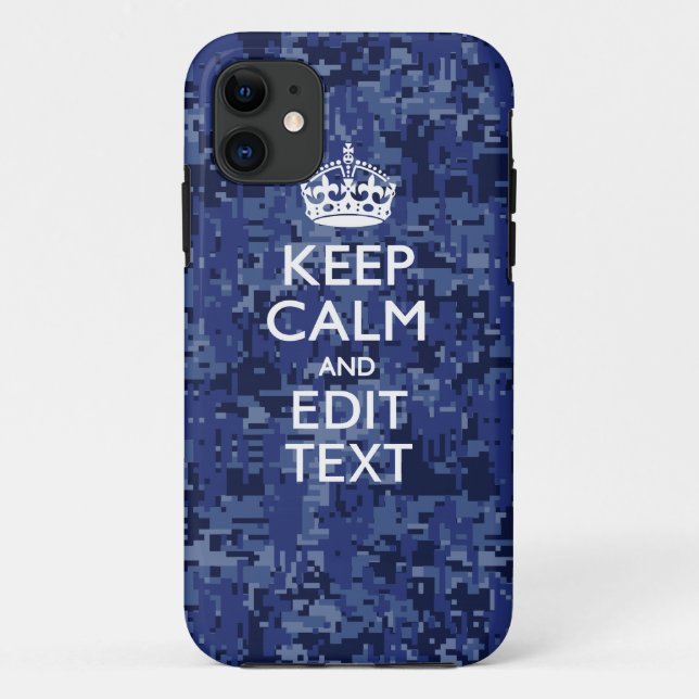 Capa Para iPhone Da Case-Mate Camo Digital Azul CONTINUA A CALMAR O Texto (Verso)