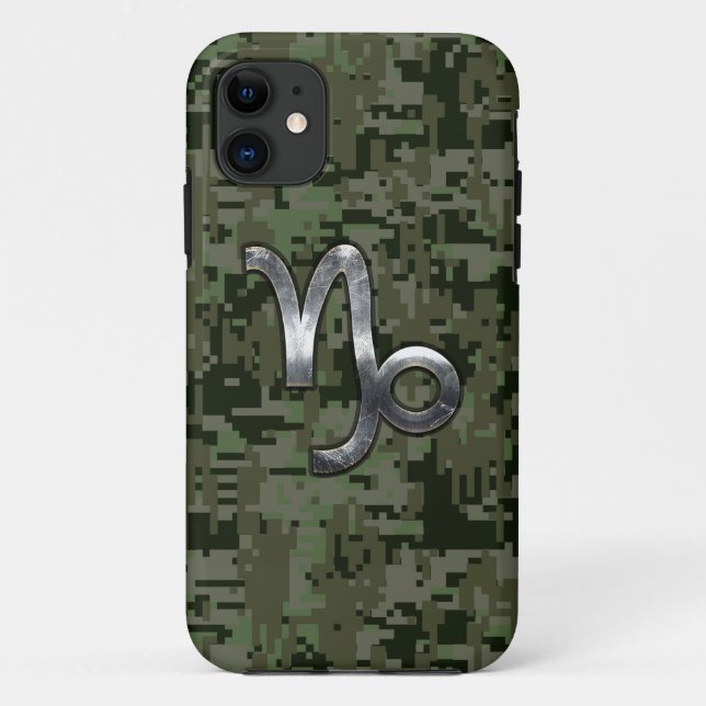 Capa Para iPhone Da Case-Mate Capricórnio Zodiac Símbolo Camuflagem Digital Verd (Verso)