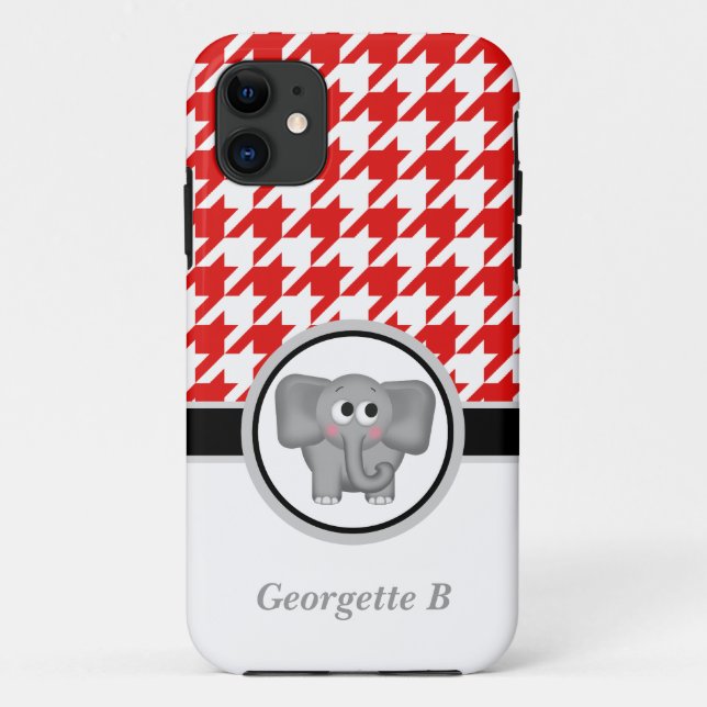 Capa Para iPhone Da Case-Mate Caso do Elefante Red & White Houndstooth iPhone 5 (Verso)