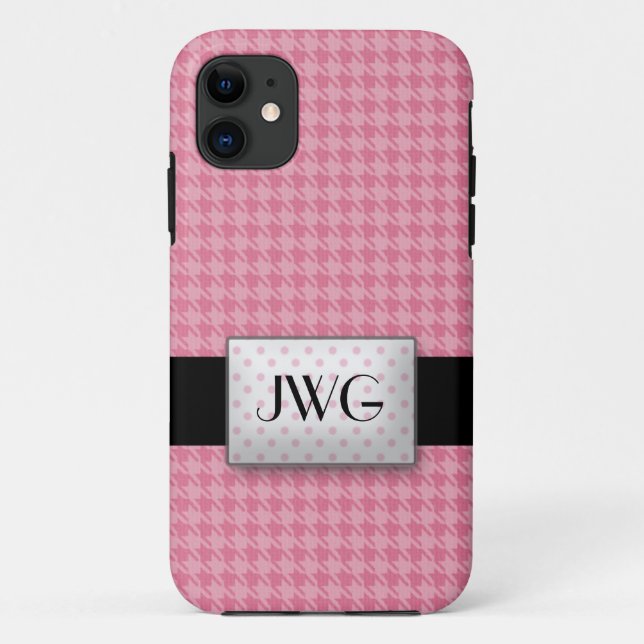 Capa Para iPhone Da Case-Mate Caso iPhone 5 do Monograma de Houndstooth Rosa (Verso)
