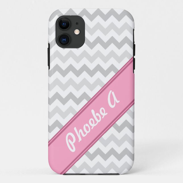 Capa Para iPhone Da Case-Mate Caso iPhone 5 personalizado do Cinza Chevron Pink (Verso)