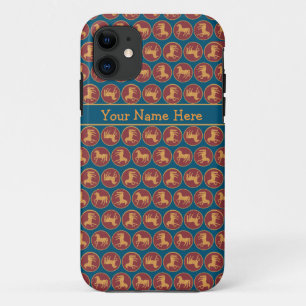 Capa Para iPhone Da Case-Mate Cavalos de efeito Dourado no vermelho profundo e a