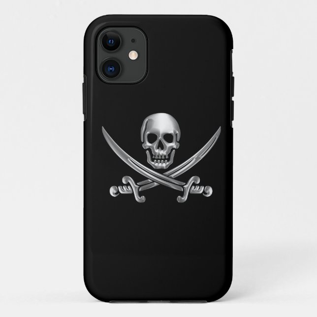 Capa Para iPhone Da Case-Mate Caveira Silver e Espadas Cruzadas (Verso)