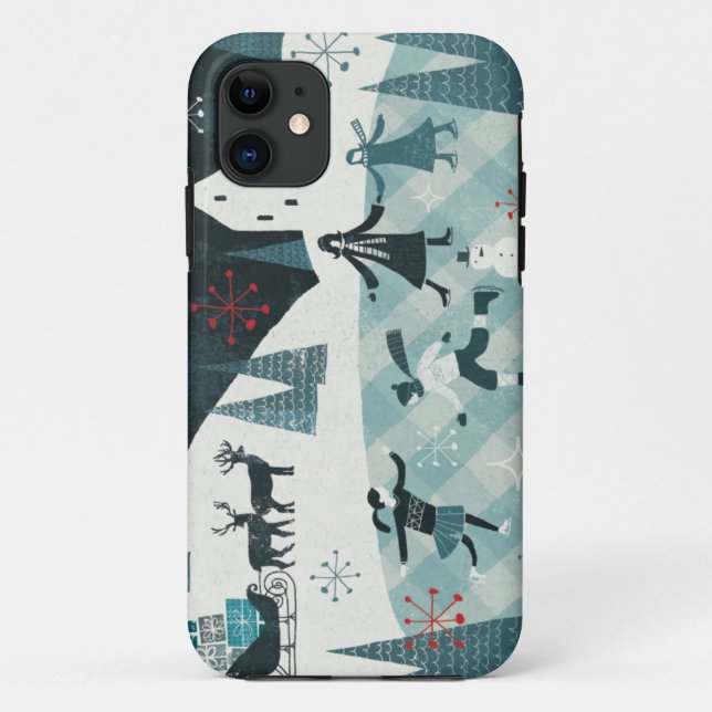 Capa Para iPhone Da Case-Mate Cena de patinagem alegre de Christmastime (Verso)