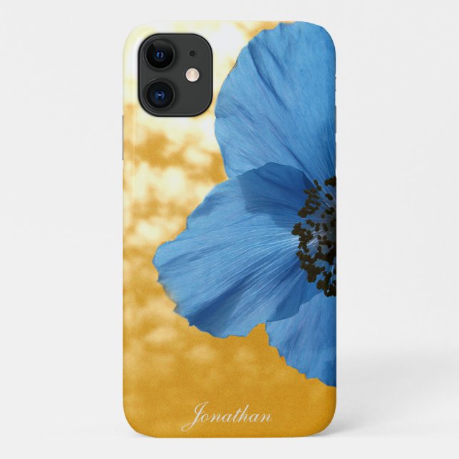 Capa Para iPhone Da Case-Mate Céu ouro de flor BLUE POPPY (Verso)
