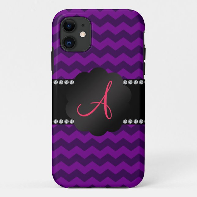 Capa Para iPhone Da Case-Mate Cevrons roxos monogramas (Verso)