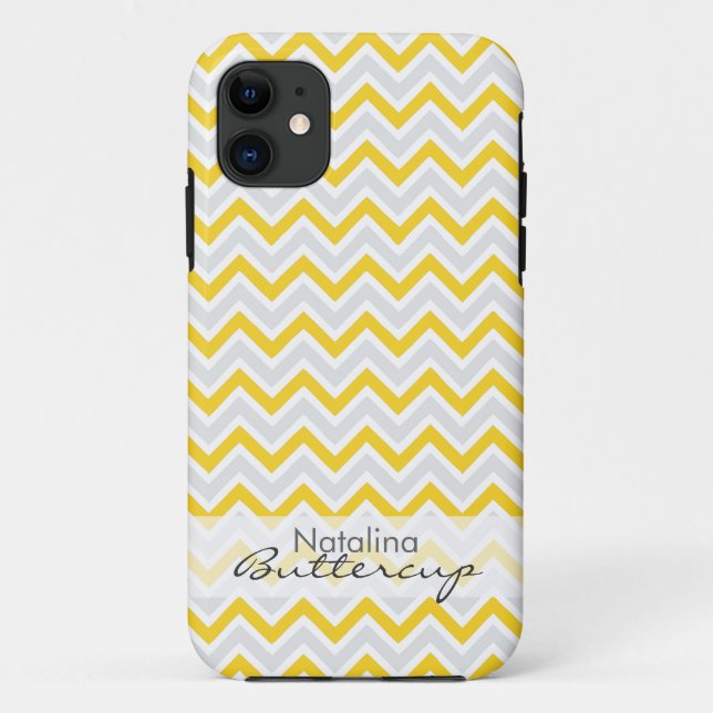Capa Para iPhone Da Case-Mate Chevron amarelo personalizado (Verso)