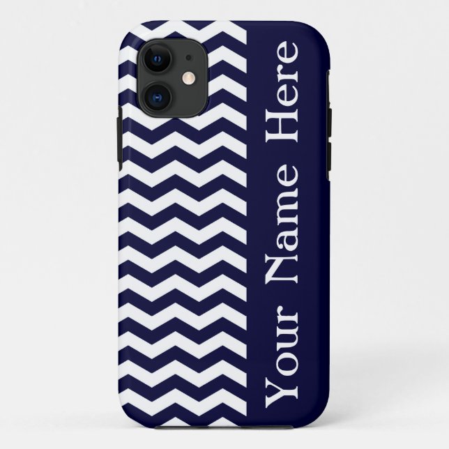 Capa Para iPhone Da Case-Mate Chevron de Onda Azul no Pacífico Profundo com nome (Verso)