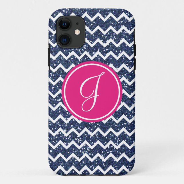 Capa Para iPhone Da Case-Mate Chevron formal no brilho do marinho (Verso)