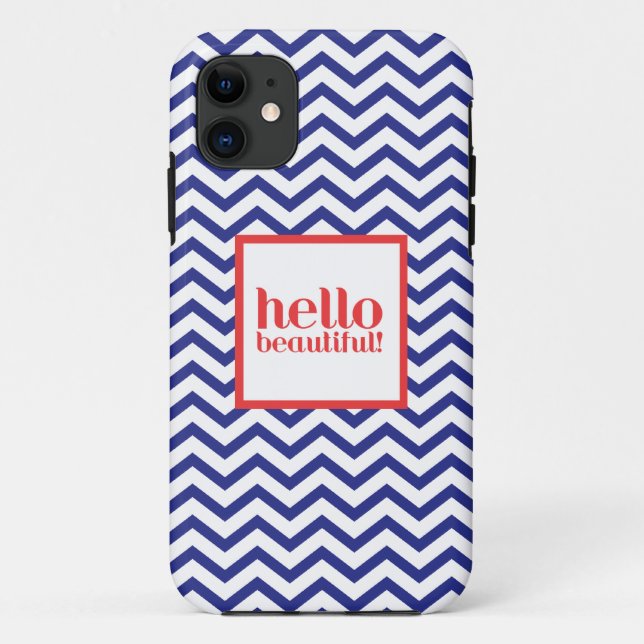 Capa Para iPhone Da Case-Mate Chevron "olá! bonito" no marinho & no vermelho (Verso)
