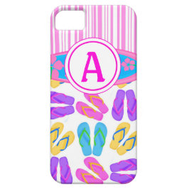 Capa Para iPhone Da Case-Mate Chinelos de monograma cor-de-rosa Surfboard iPhone