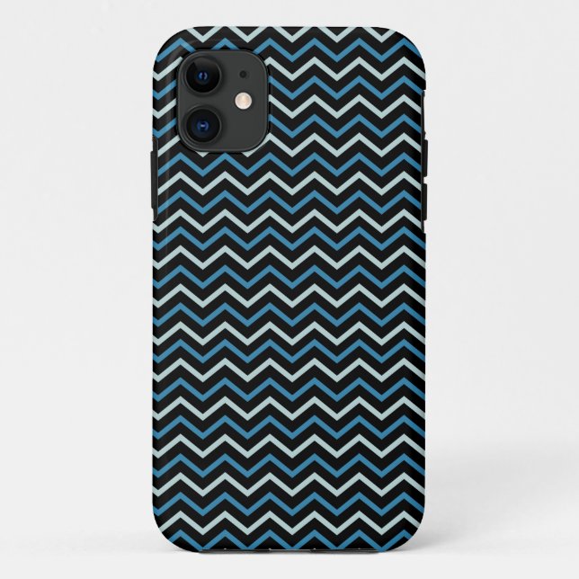 Capa Para iPhone Da Case-Mate Cinza Azul e Monograma Branco Duplo (Verso)