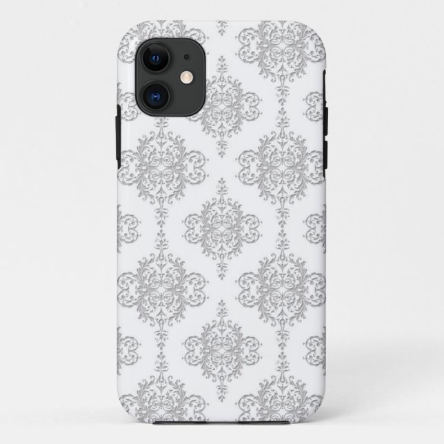 Capa Para iPhone Da Case-Mate Cinza Claro e Damasko Antigo Branco (Verso)