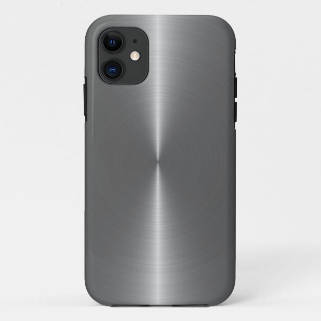 Capa Para iPhone Da Case-Mate Cinza de Prata Metálica Textura Stainless Steel Lo (Verso)