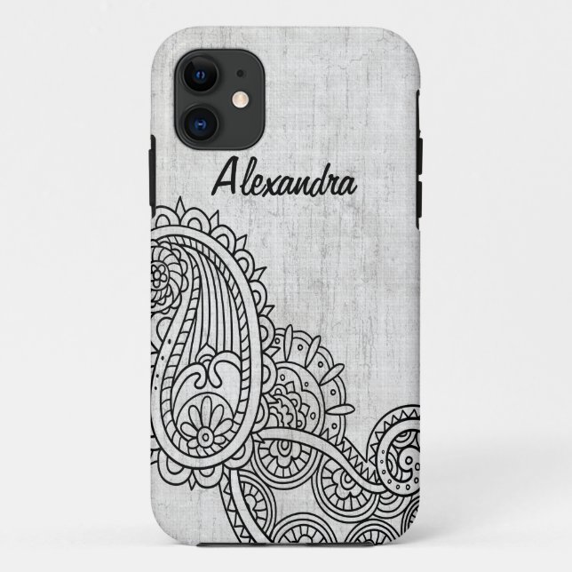 Capa Para iPhone Da Case-Mate Cinza Mehndi Motif BT iPhone 5 Case (Verso)