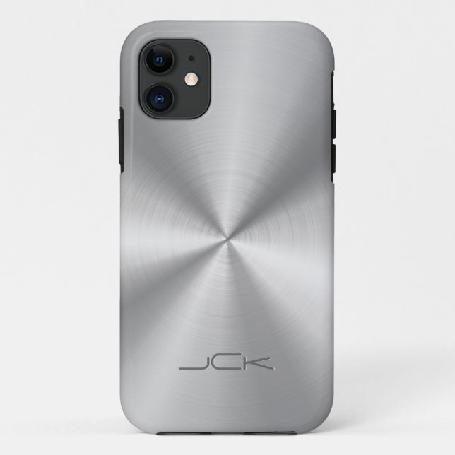 Capa Para iPhone Da Case-Mate Cinza Metálica Moderna Procura de Aço Inoxidável (Verso)