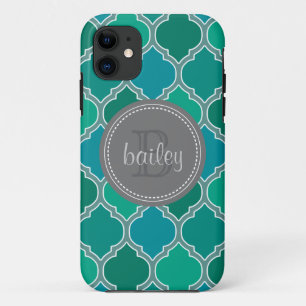 Capa Para iPhone Da Case-Mate Cinza Monograma Teal Moderna
