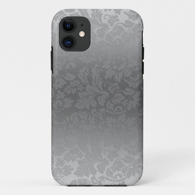 Capa Para iPhone Da Case-Mate Cinzas de Prata Metálica Damascos Florais Monocrom (Verso)