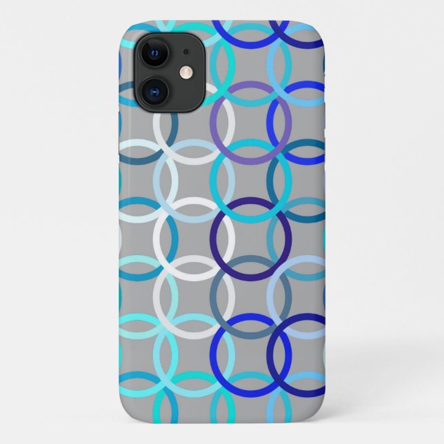 Capa Para iPhone Da Case-Mate Círculos modernos do século médio, cinzas, azul e  (Verso)