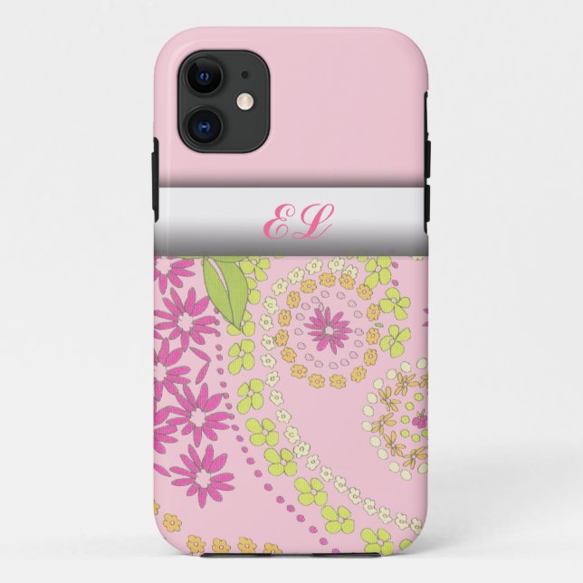 Capa Para iPhone Da Case-Mate Cobrir florais femininos do monograma iphone5 (Verso)