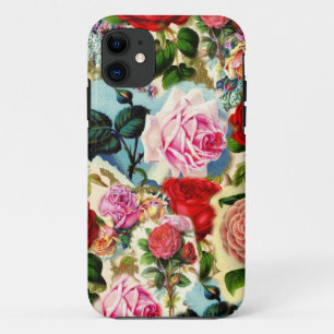 Capa Para iPhone Da Case-Mate Colagem floral chique bonito do jardim de rosas do