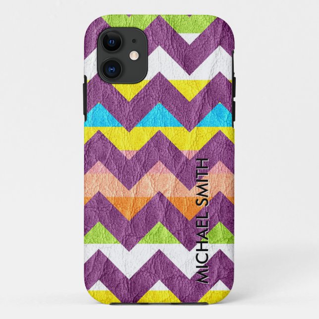 Capa Para iPhone Da Case-Mate Colorida Chevron Leather (Verso)