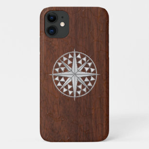 Capa Para iPhone Da Case-Mate Compass Náutico Chrome na Impressão Wet Mahogany