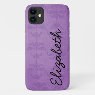 Capa Para iPhone Da Case-Mate Cor damasco, Damasco Roxo, Seu Nome