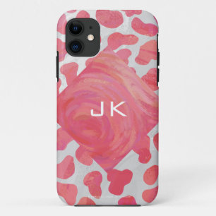 Capa Para iPhone Da Case-Mate Cor-de-rosa e branco Dalmáticos com Monograma