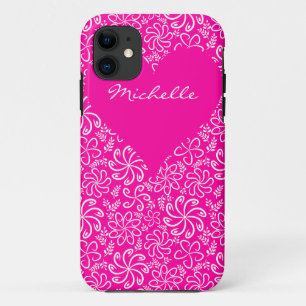 Capa Para iPhone Da Case-Mate Coração floral a rosa com um nome