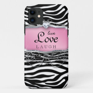 Capa Para iPhone Da Case-Mate Coração vivo do rosa da zebra do cobrir das capa