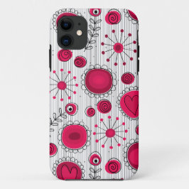 Capa Para iPhone Da Case-Mate Corações brancos, vermelhos e brancos e flores flo