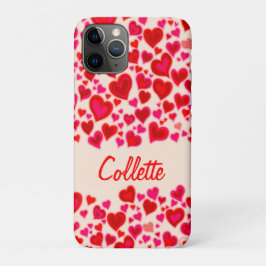 Capa Para iPhone Da Case-Mate Corações cor-de-rosa quente vermelho e nome do cre
