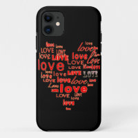 Corações e caixa pretos do iphone 5 do amor