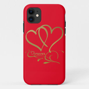 Capa Para iPhone Da Case-Mate Cores de fundo editáveis Forever Hearts Gold