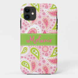 Capa Para iPhone Da Case-Mate Costume cor-de-rosa e verde do monograma do iPhone