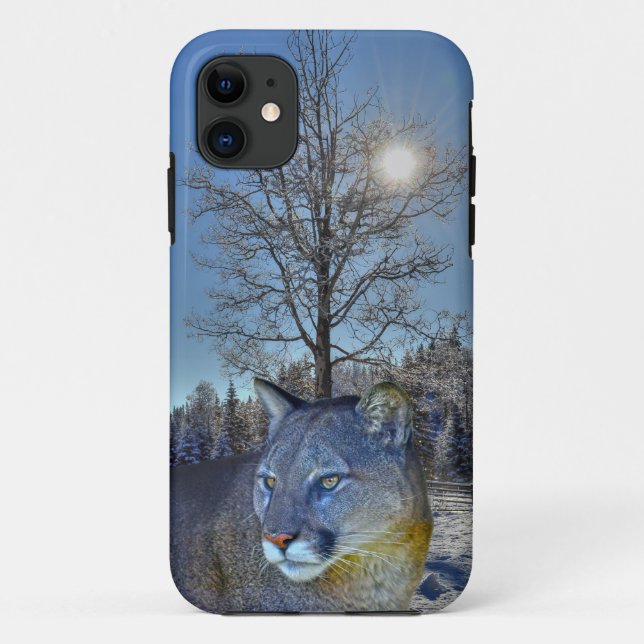 Capa Para iPhone Da Case-Mate Cougar Mountain Lion & Winter Tree (Verso)