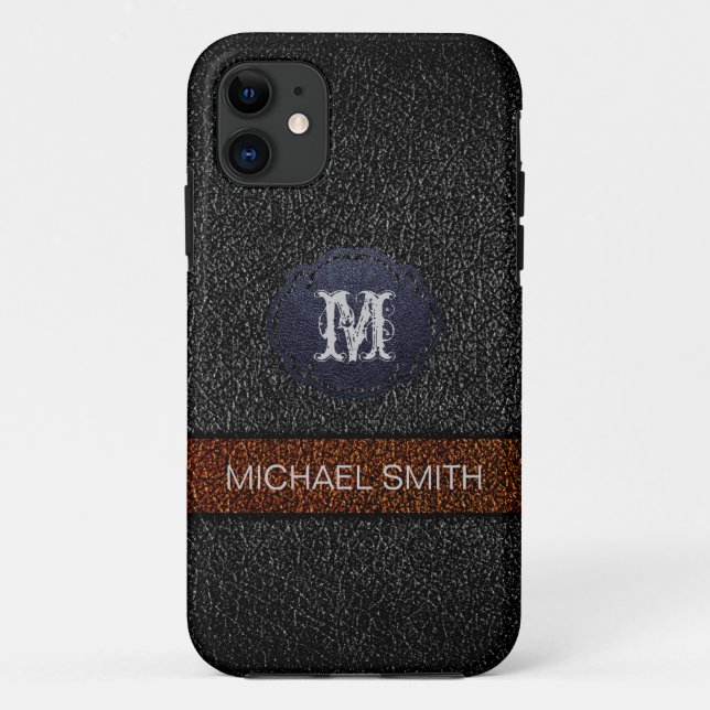 Capa Para iPhone Da Case-Mate Couro castanho e preto (Verso)