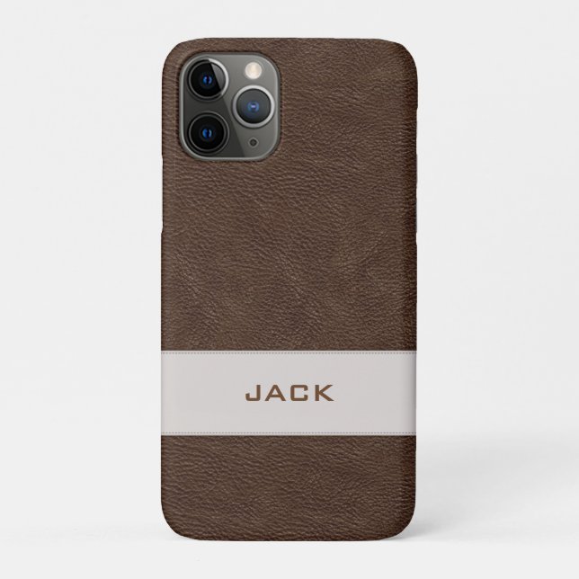 Capa Para iPhone Da Case-Mate Couro personalizado de Brown do falso (Verso)